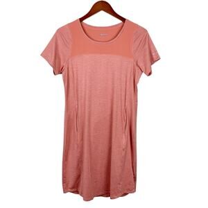 Columbia T-shirt Dress Short Sleeve Pink Stretchy Pocket Women's S Active Travel